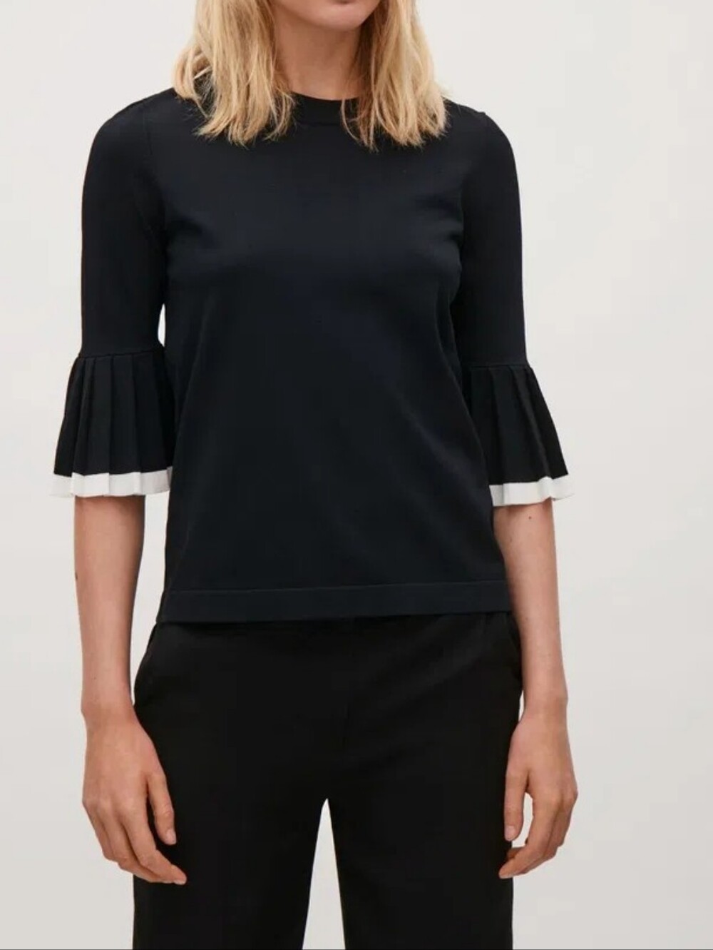 COS Knitted Top with Pleated Sleeves